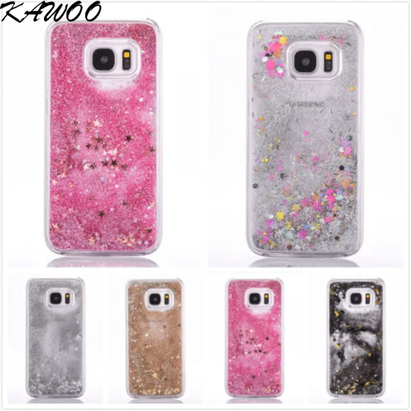 

S7 S7 Edge Transparent Case Quicksand Moving Stars Bling Glitter Floating Dynamic Flowing Liquid Cover for Samsug S6 S6 Edge S5