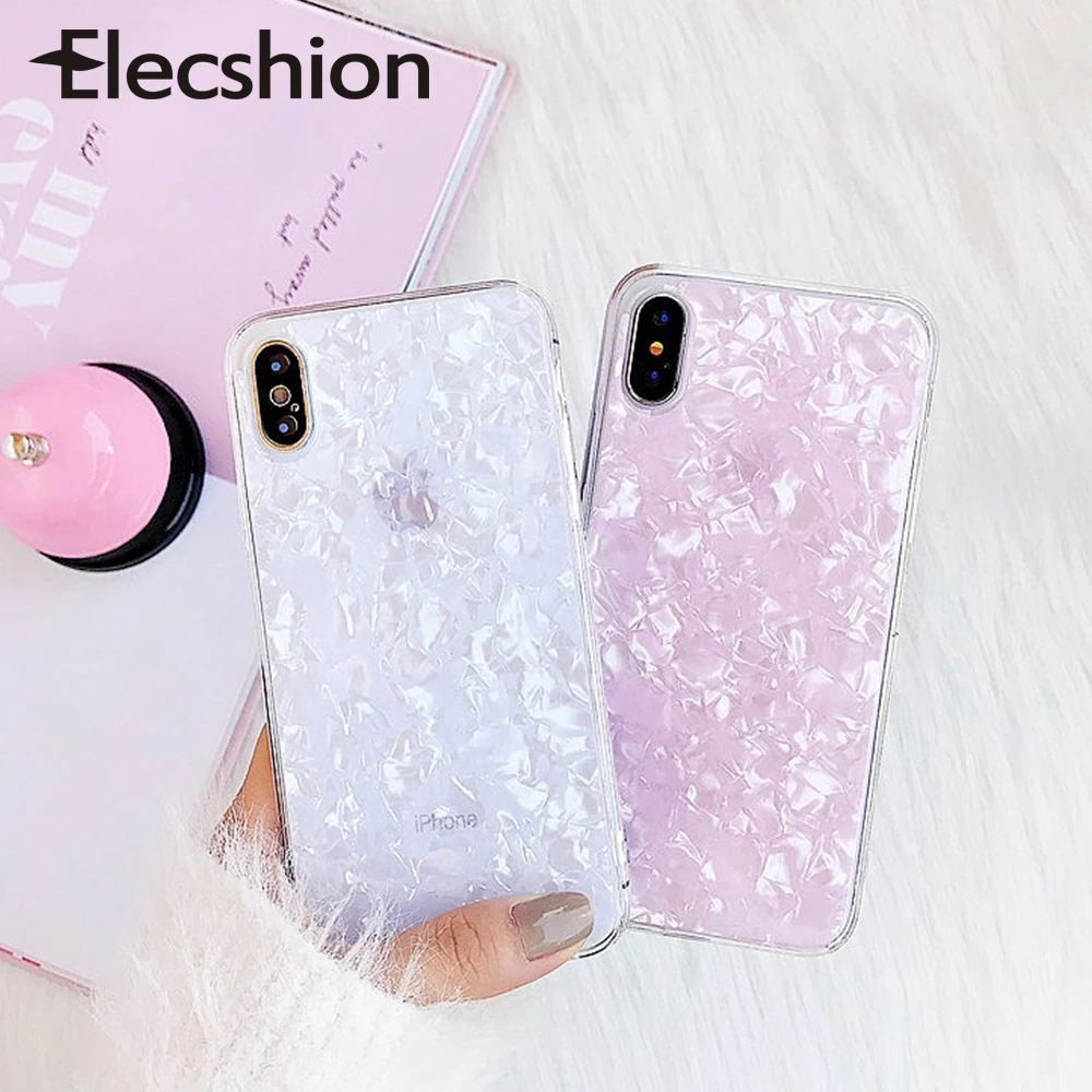 

For iPhone 7 8 Plus Glossy Marble Case For iPhone XR XS Max Ultra Slim Phone Case For iPhone X Glitte Case On For Coque iPhone 6