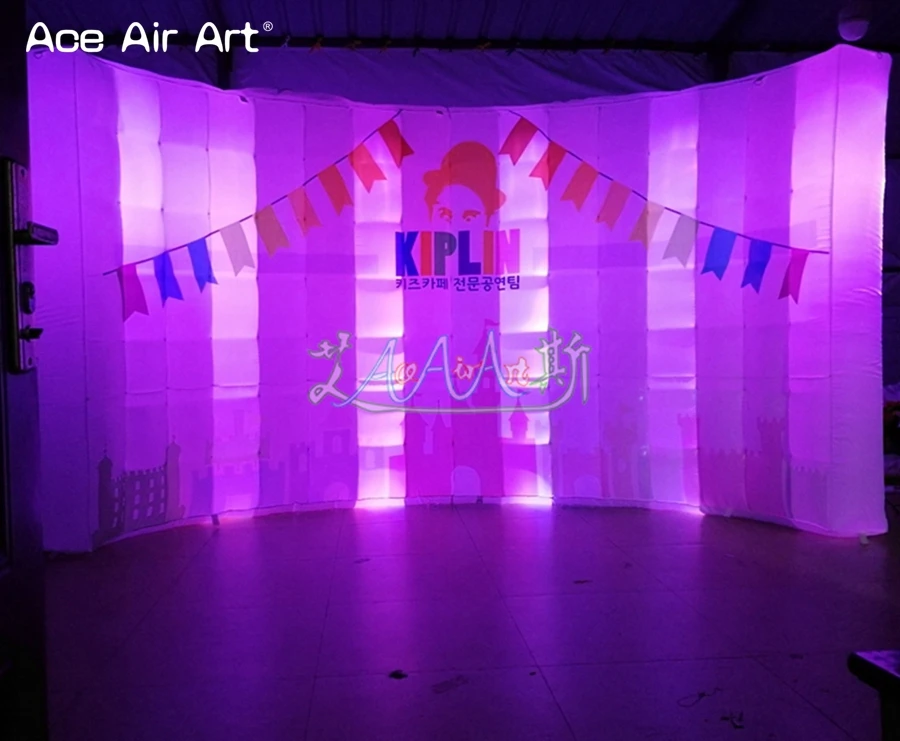 

Customized led wall 3.6mW x2.1m H inflatable Curve photo wall,DJ booth wall,advertising wall on discount for Korea