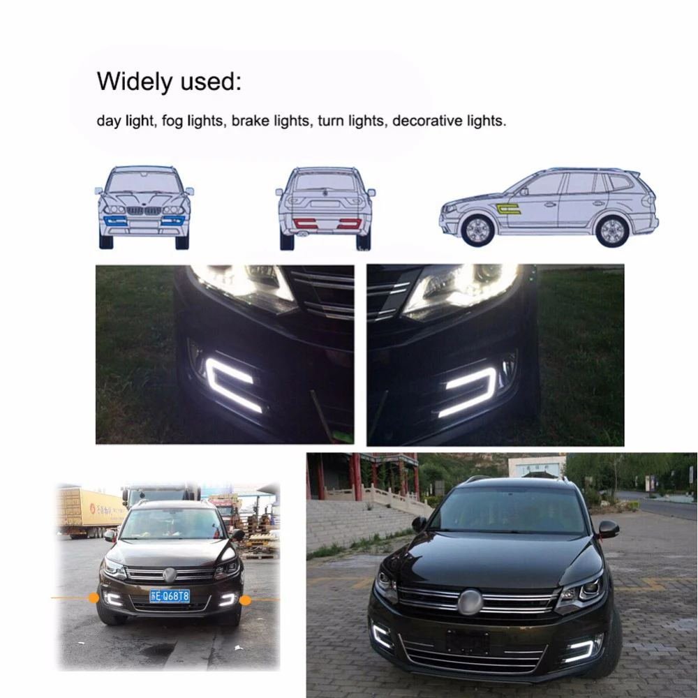 Car styling U Shape 2pcs White COB Led Daytime Running Light 2