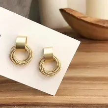 Bovvsky, золотые металлические Многослойные Круглые серьги, простые геометрические круглые маленькие серьги-гвоздики для женщин, девушек, вечерние ювелирные изделия