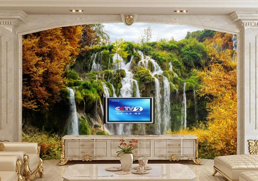 

Papel de parede Parks Waterfalls Autumn National Park Nature wallpaper,living room tv wall sofa wall bedroom restaurant 3d mural