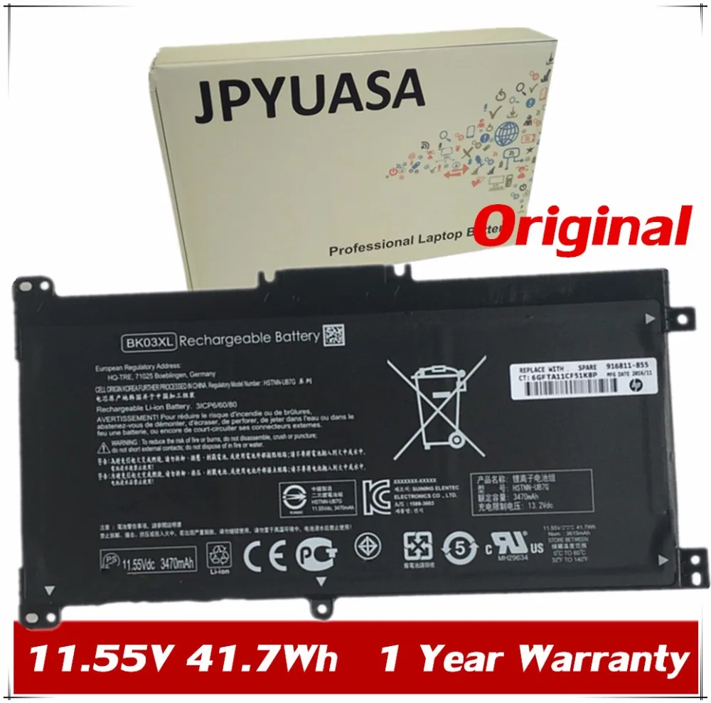 JPYUASA 11.55V 41.7Wh Original BK03XL Laptop Battery For HP HSTNN UB7G TPN W125 916366 541 916811 855 Laptop Tablet w JPYUASA 11.55V 41.7Wh Original BK03XL ...