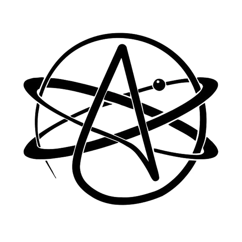 15,5 см* 13,7 см атеизм символ атома наука наклейка на машину, мотоцикл черный/серебристый S3-6071 - Название цвета: Черный