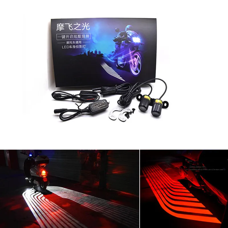 

Motorcycle LED Decorative Lights Angel Wing Welcome Light Blanket Signal Warning Atmophere Lamp Waterproof Carpet Lights Ghost