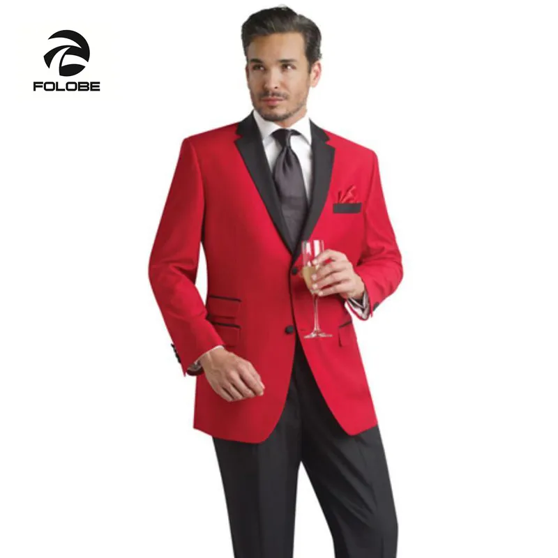 FOLOBE font b Custom b font font b Made b font Red Men Slim Fits font