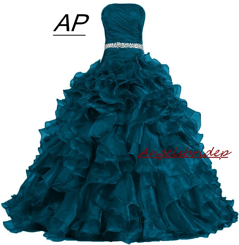 Waulizane-Strapless-Ball-Gown-Organza-Quinceanera-Dress-Elegant-Ruffles-2017-Quinceane-For-15-Years-Vintage-Style