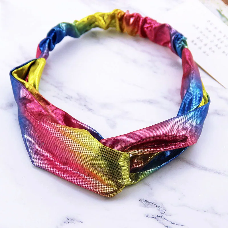 

Summer Colorful Headbands For Women Elastic Cross Knot Hairband Turban Girls Female Soft Glitter Haarband Headwear Accessories