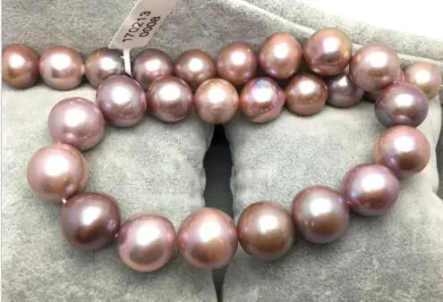 

Jewelry 12-15mm south sea lavender purple round pearl necklace