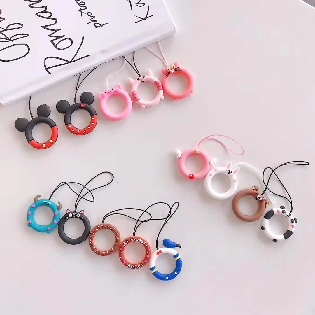 

Silicone Lanyard For Phones Strap for iPhone 8 Plus 7 6S Keycord Lanyards Finger Rings Keys For Airpods Mobile Phone Accessories