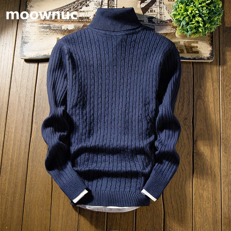 

2018 spring and Autumn high Turtleneck Sweaters Mens casual Slim Fit Winter Pullover men's Trend Knitted Sweater Men