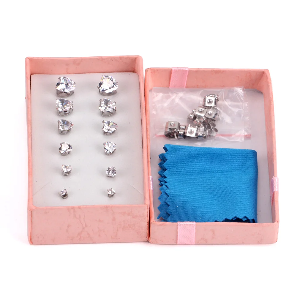 LUXUKISSKIDS 6 пар Модные Изящные сердца кварцевые рождественские серьги гвоздики