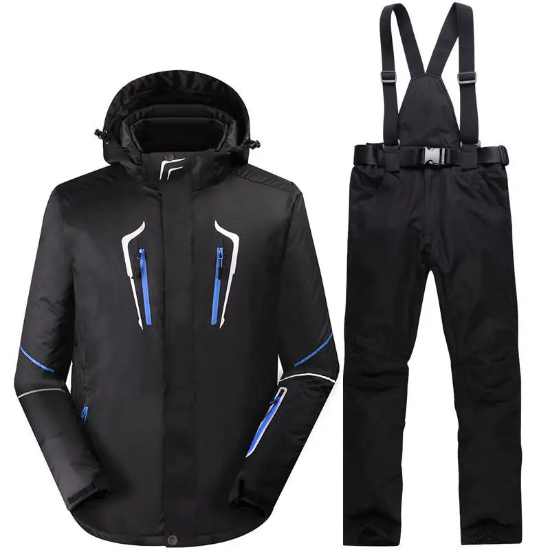 30 зимний высококачественный мужской комплект для сноуборда, водонепроницаемый ветрозащитный зимний костюм, лыжная куртка+ теплые штаны с нагрудником
