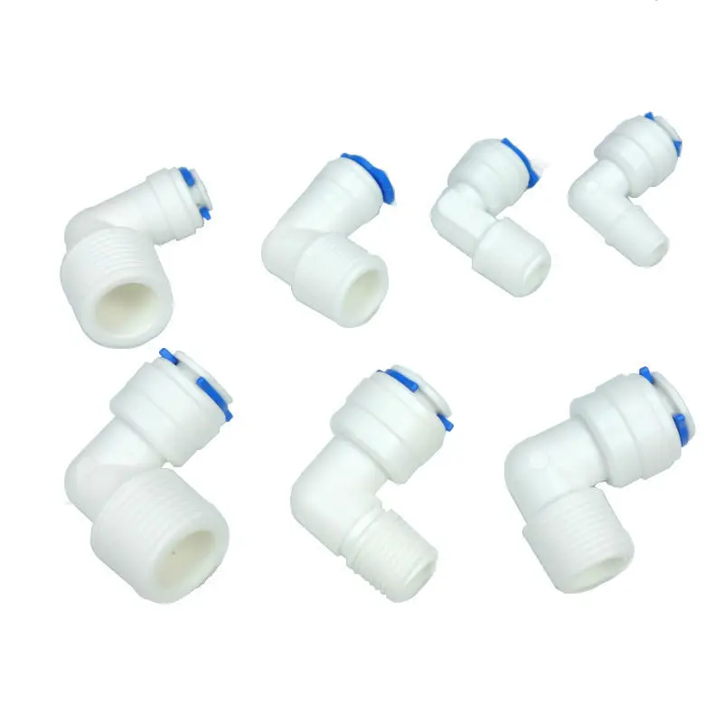 

RO Water Elbow Quick Coupling Fitting 1/4" 3/8" Hose OD 1/4" 3/8" 1/2" BSP Male Reverse Osmosis System Plastic Pipe Connector