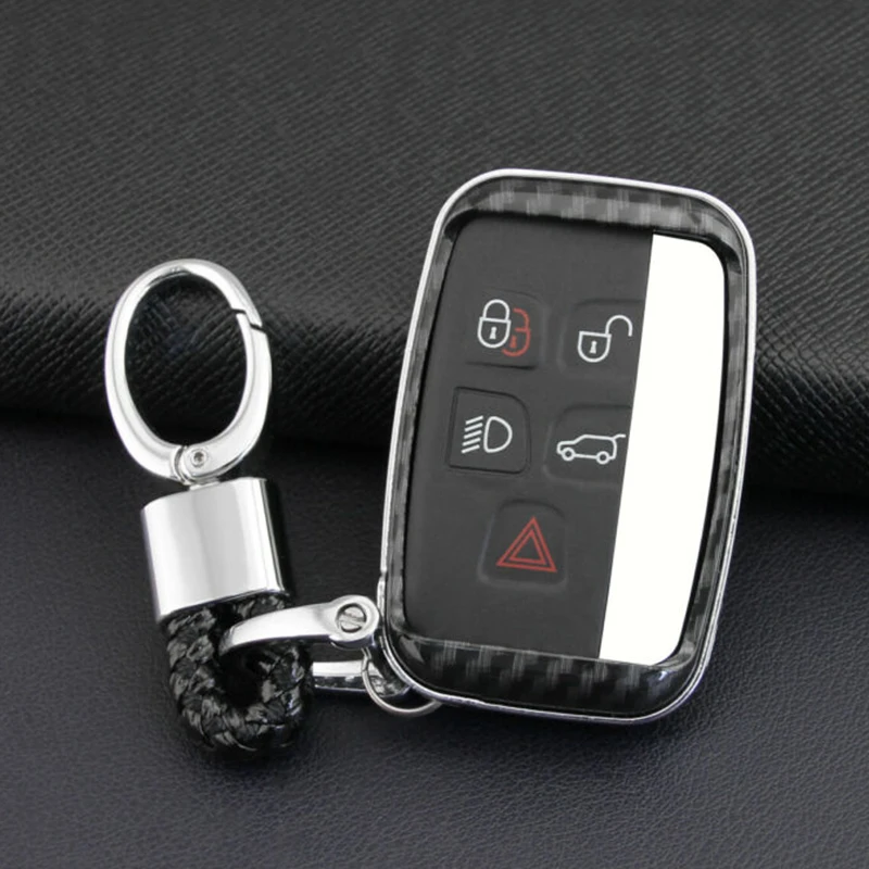 

Car remote Key Cover Protector Case Hard Shell Carbon Fiber black decorative cover accessories For Jaguar Land Rover