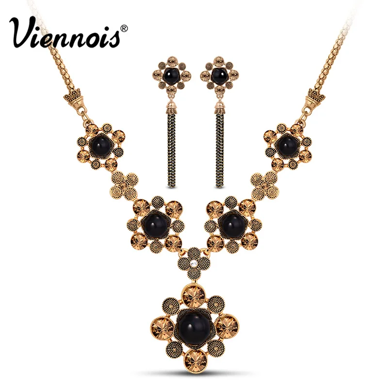 

Viennois Brand New Simulated Pearls Jewelry Sets for Women Austrian Rhinestone Necklace Earrings Set Wedding Party Accessories