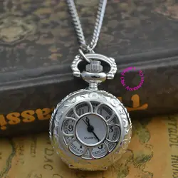 Оптовая карманные часы ожерелье хорошее Мода fob часы для девочек новый серебряный Антик старинные классические дамы лепесток рисунок час