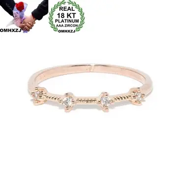 

OMHXZJ Wholesale European Fashion Woman Girl Party Wedding Gift Slim White AAA Zircon 18KT White Rose Yellow Gold Ring RR488