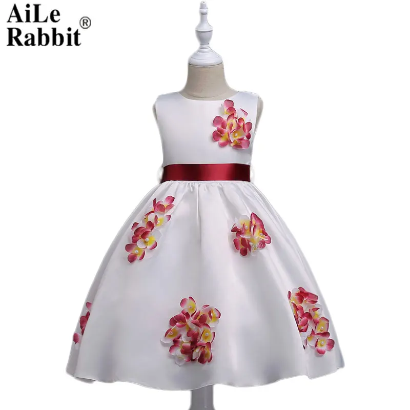 

AiLe Rabbit 2018 Dress for Girls Flower Three-dimensional Sleeveless Dress Dress Unique Brand Hot Retail Children's Wear