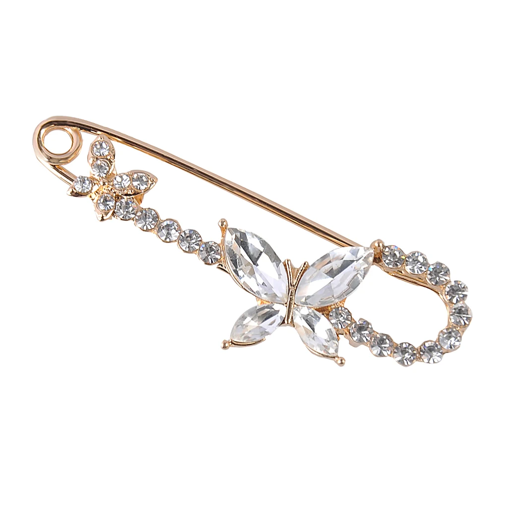 Stunning Crystal Safety Pin Scarf Coat Gown Clip Collar Lapel Pin Wedding Party Men Women Clothing Decorations