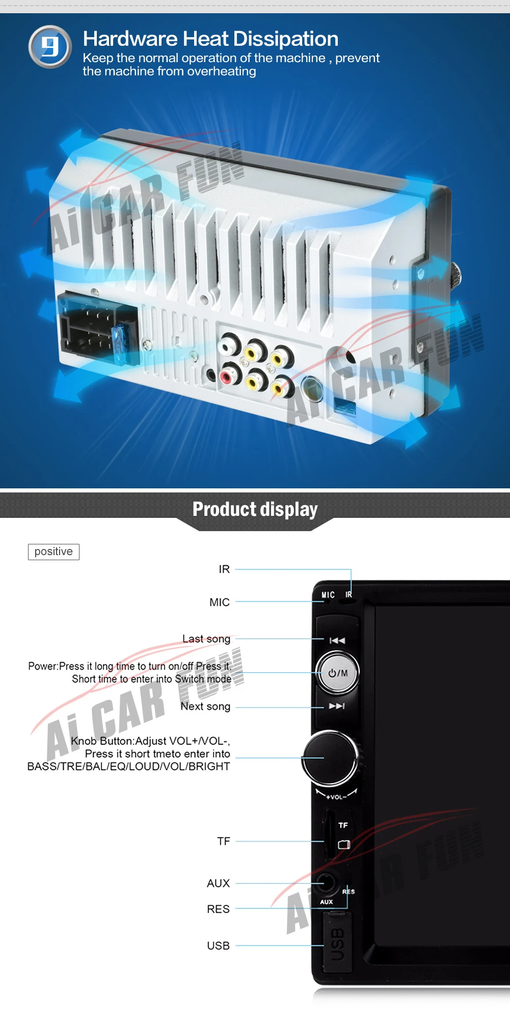 2Din FM/MP5/USB/AUX 倉庫を洗う MP5 /Bluetooth プレーヤータッチスクリーンの自動オーディオステレオマルチメディア なしリアビューカメラ 7010B 車ラジオ車 FUN CAR Ai 12 2Din FM/MP5/USB/AUX 倉庫を洗う MP5 12