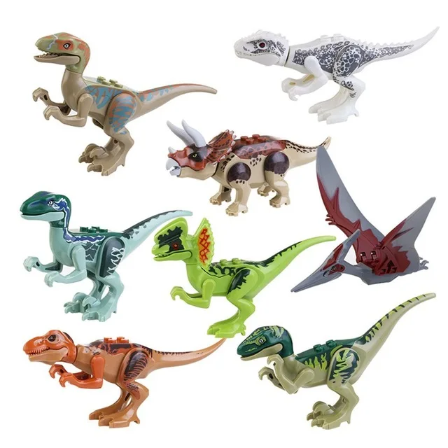 8pcs/set Legoing Jurassic Sale Dinosaurs Park Pterosauria Triceratops Indomirus T-rex World Figures Bricks Toys Building Blocks