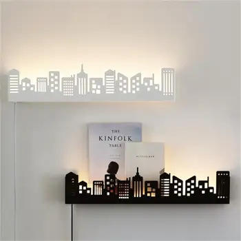 

2017 Modern surface mounted led wall lights for bedroom study room metal+Acrylic home Art decoration led wall lamp black /white