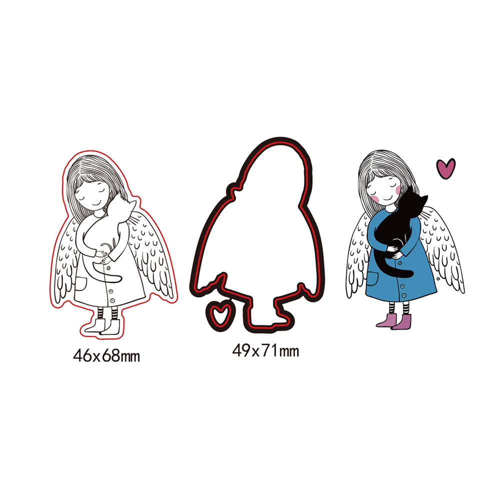 

Angel cat Clear Stamp and Dies for Scrapbooking Card Album Making Stencil Metal Die Cut Dies and Stamps Sets New Arrival 2019