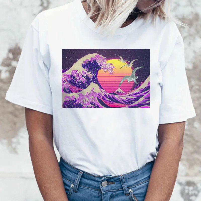 Гранж Эстетическая футболка Забавный стиль ulzzang Tumblr Женский Топ корейский 90s одежда женская футболка vaporwave футболки одежда - Цвет: 2473