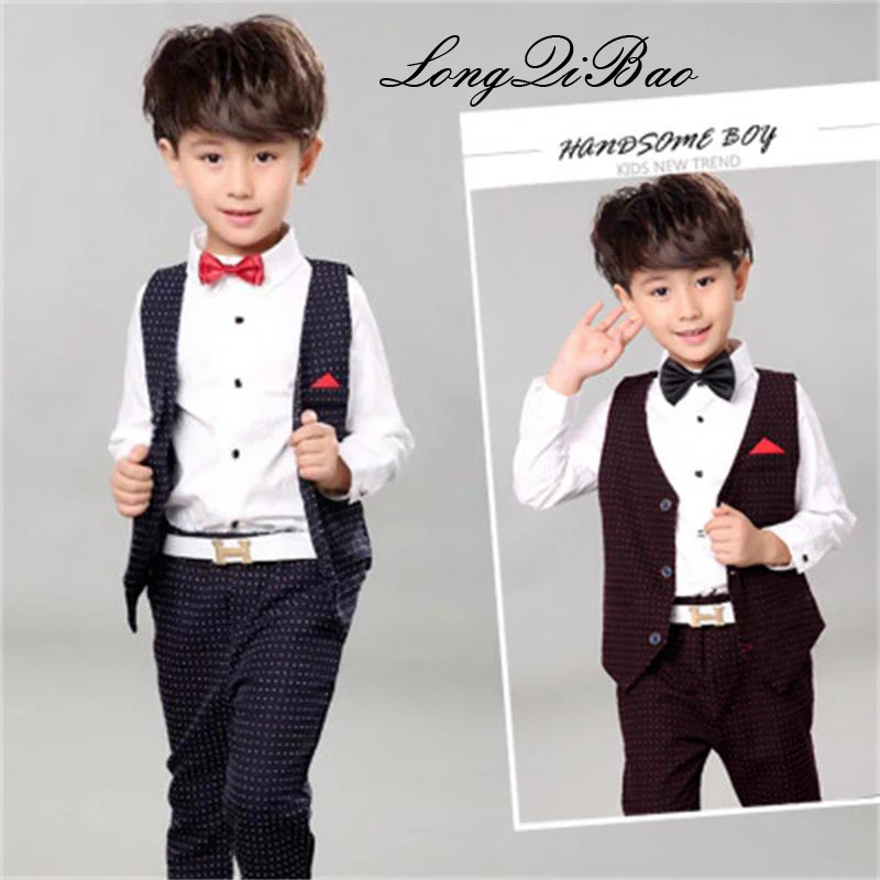 

High quality 2018 boys plaid suit jacket children cotton clothes suit official pioneer wedding party
