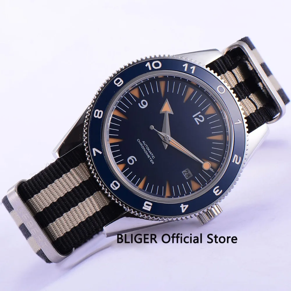  41mm Blue Sterile Dial Ceramic Rotating Bezel Luminous Marks Date Display Sapphire Automatic Moveme