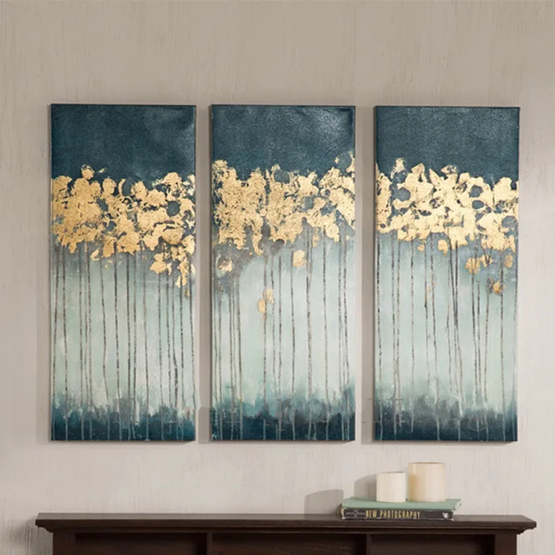 

Handmade Wall Painting 3 Panel Trees Pictures Handpainted Abstract Landscape Oil Paintings on Canvas Modern Home Art Large Oils