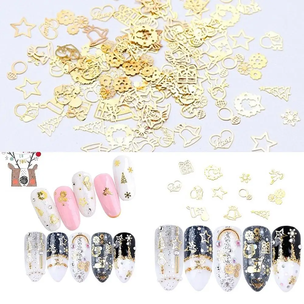 

Christmas Manicure Skull Patch 3D DIY Hollow Metal Nail Stud Art Deco Gold Rivet Manicure