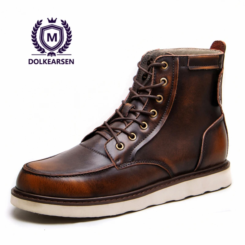 DOLKEARSE Brand Men Martin boots Fashion Leather Men's boots High
