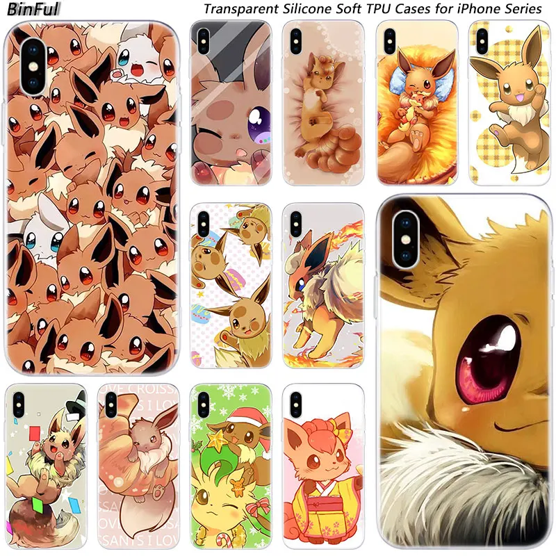 

Hot Eevee Pokemon Soft Silicone Fashion Transparent Case for Apple iPhone 11 Pro XS MAX XR X 7 8 Plus 6 6s Plus 5 5C 5S SE Cover