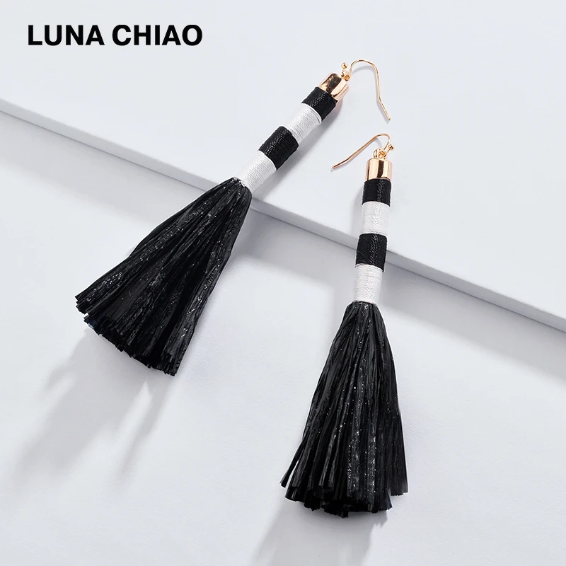 Женские серьги подвески LUNA CHIAO Модные Разноцветные с кисточками модные ювелирные