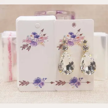 

100cards+100oppbagNew Design Colorful Papercoard Delicate Price Tag Display Earring Card Packaging Free Style Custom Board 5x9cm