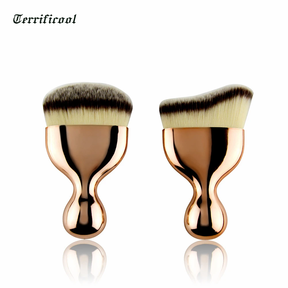 

1PC Multipurpose Fashion Makeup Brushes Champagne Gold Premium Synthetic S Shape Wave Curved Brush Beginners Foundation Brushes