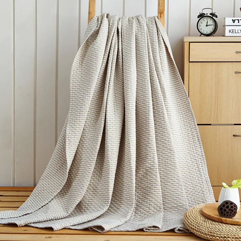 

Home Textile Light Gray Towel Blanket Japan Style 100%Cotton Gauze Blue Summer Air Conditioning Bedding Thin Comforter 150*200cm