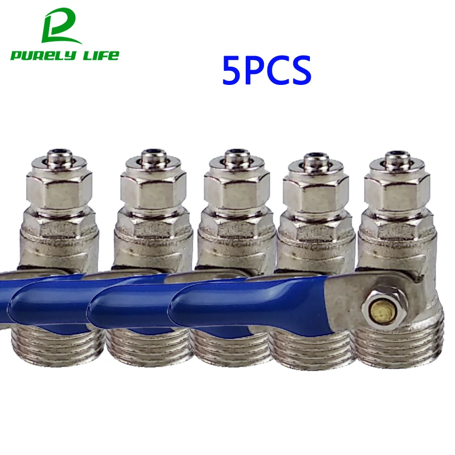 

5 PCS 1/4" OD Tube to 1/2 "male BSP Ball Valve swhich 1/4" Inlet Valve Switch 1/2 inch male thread to 3/8" pipe External thread