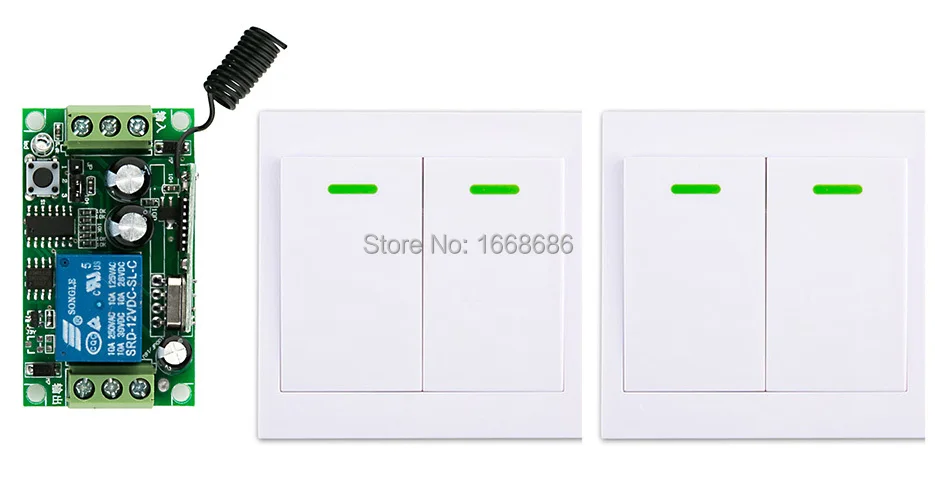 

New DC12V 1CH 10A RF Wireless Remote Control Switch System receiver & 2*White wall Panel Sticky relay Remote Smart Home Switch