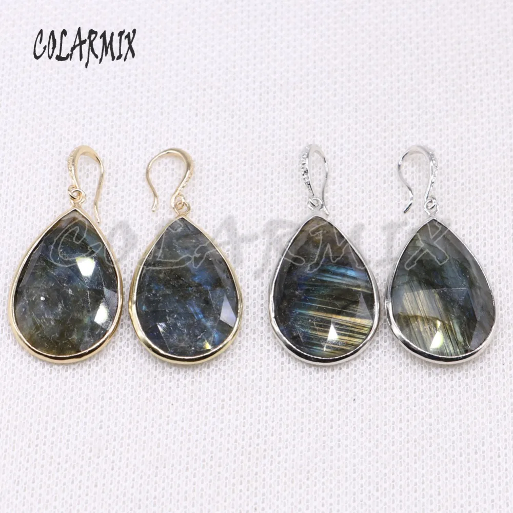 

High quality Natural stone earrings faceted labradorite stone earrings wholesale jewelry earrings gift for lady 4500