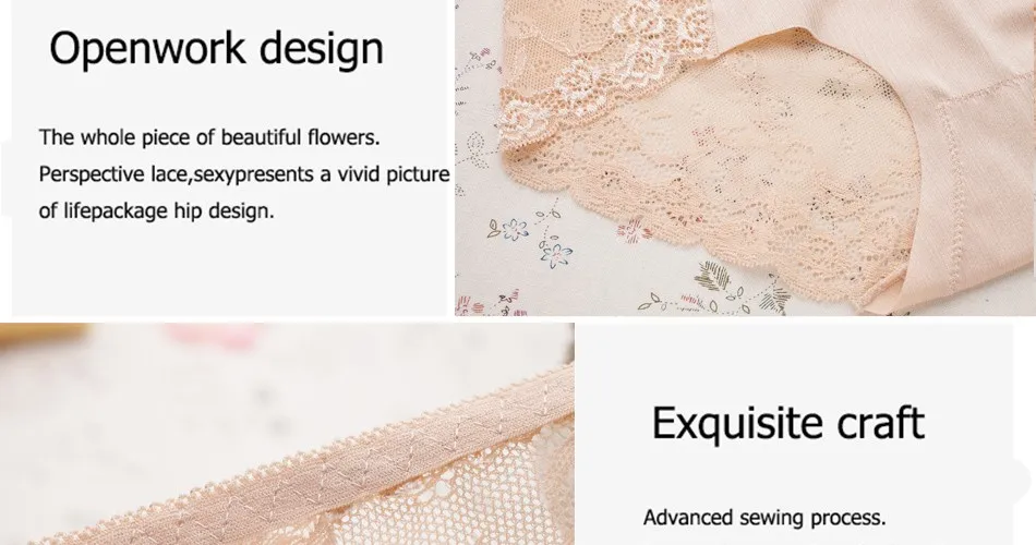 Underwear Women Cotton Panties Sexy Lace Lingerie Hollow Briefs Seamless Bragas Calcinha Intimates Underpants Plus Size Ropa 10