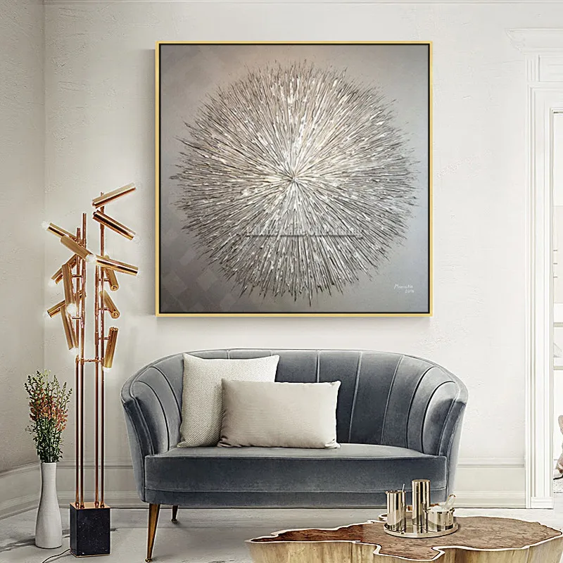 Canvas painting cuadros decoration Wall art Pictures for living room home decor Hand silver oil painted quadro modern abstract93