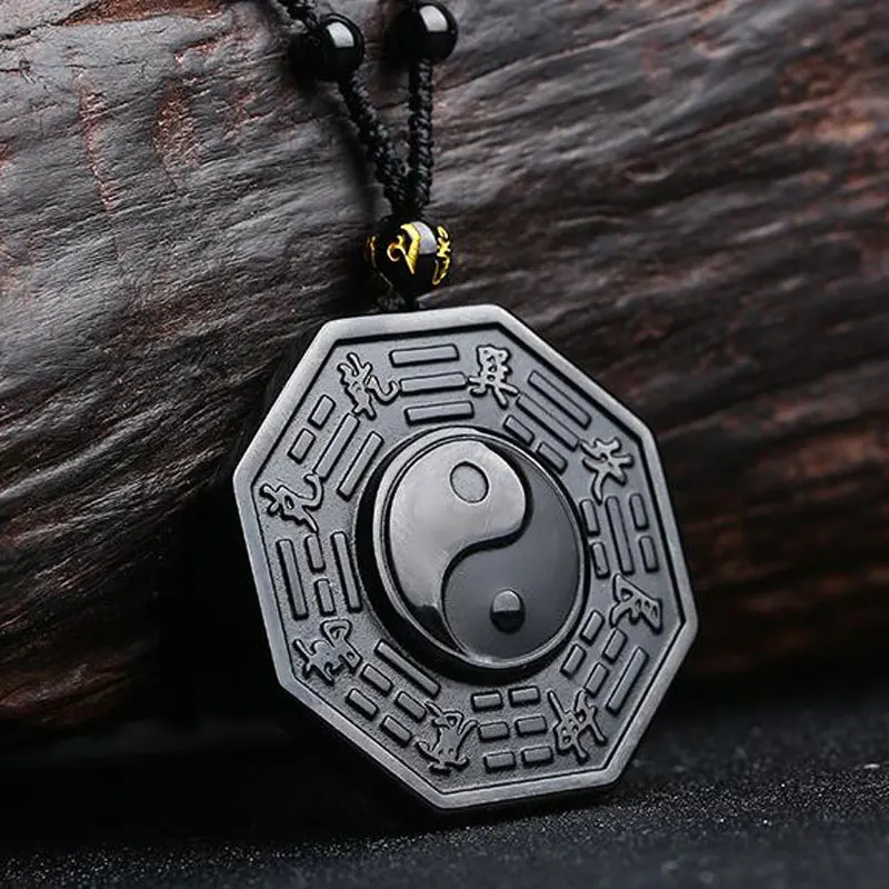 Natural black obsidian gossip necklace pendant men and women obsidian necklace chain pendant jewelry