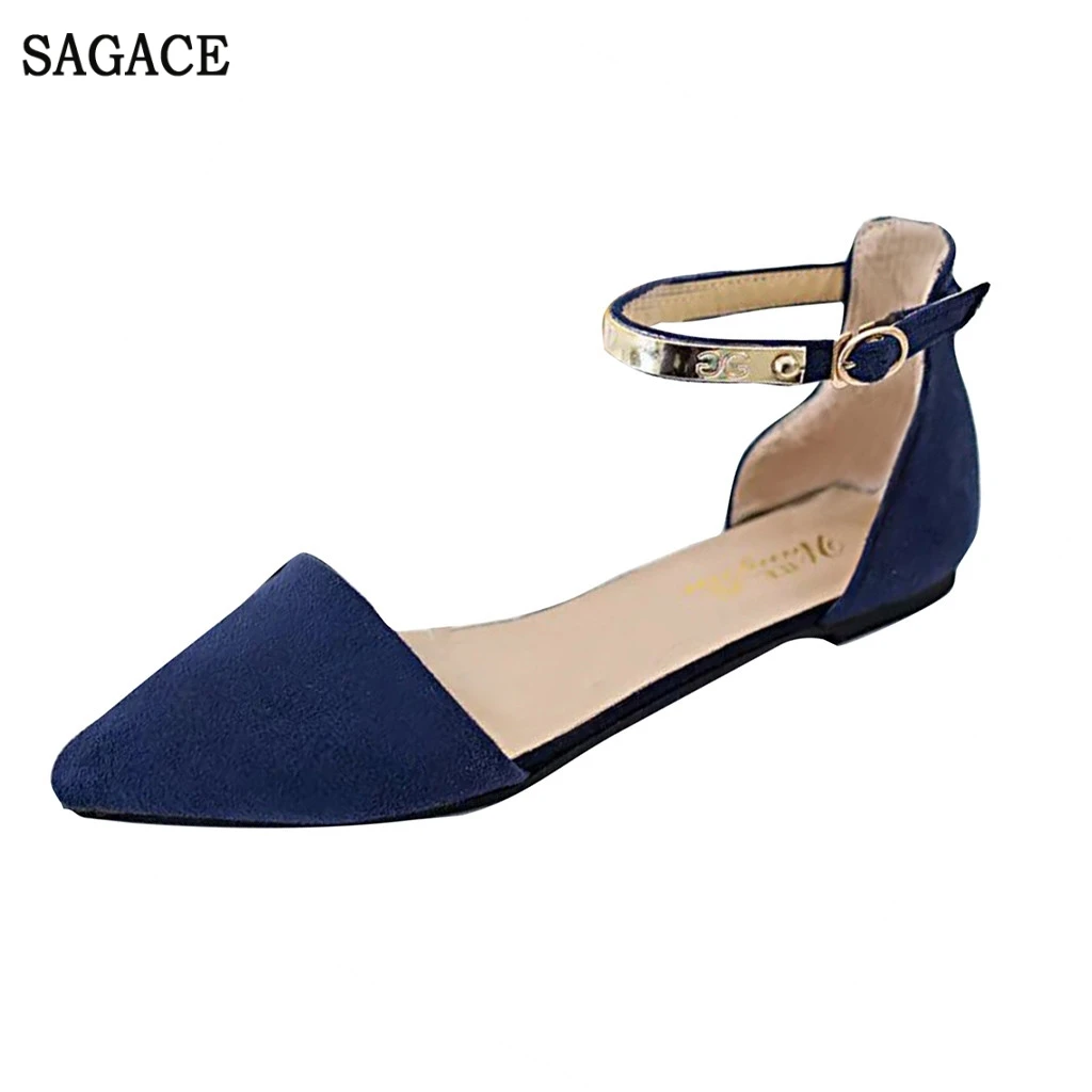 

SAGACE Summer New Pointed Flat Sole Roman Sandals Button-Down Women Metal Single Sexy High Quality Outsid Ladies Shoes