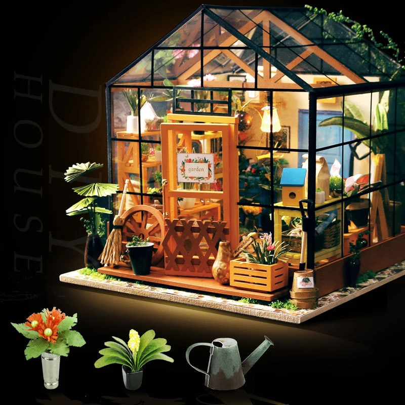 DIY Doll House Miniature Dollhouse With Furnitures Wooden Handmade House Toys Gift For Kids Kathy's Flower House DG104 #E DIY Doll House Miniature Dollhouse With Furnitures Wooden Handmade House Toys Gift For Kids Kathy's Flower House DG104 #E