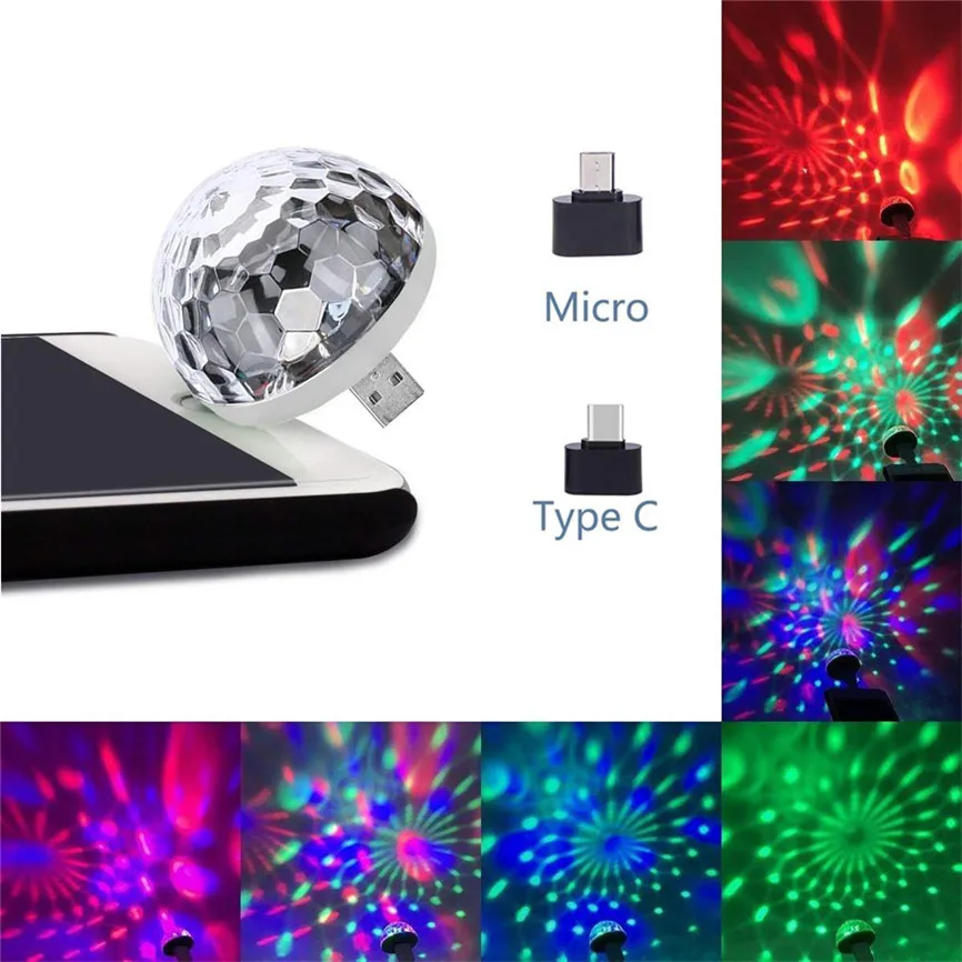 

Mini USB LED Party Night Light Color Changed by Sound Music Magic Lights Mushroom Ball Magic Effect Lamp Disco Light 2 Plugs D#3