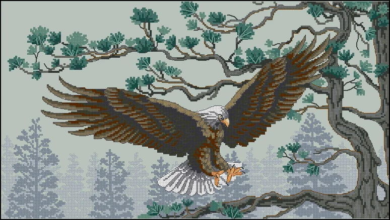 

Gold Collection Lovely Counted Cross Stitch Kit Soaring Bald Eagle in Flight Flights of Fancy Dim 13640