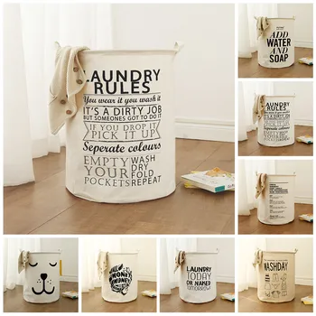 

Laundry Basket Toy Storage Picnic Basket Washing Cotton Linen Waterproof Opening Storage Bucket Dirty Clothes Storage Basket